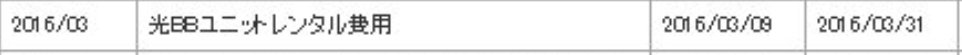 光BBユニットレンタル費用の明細項目画面