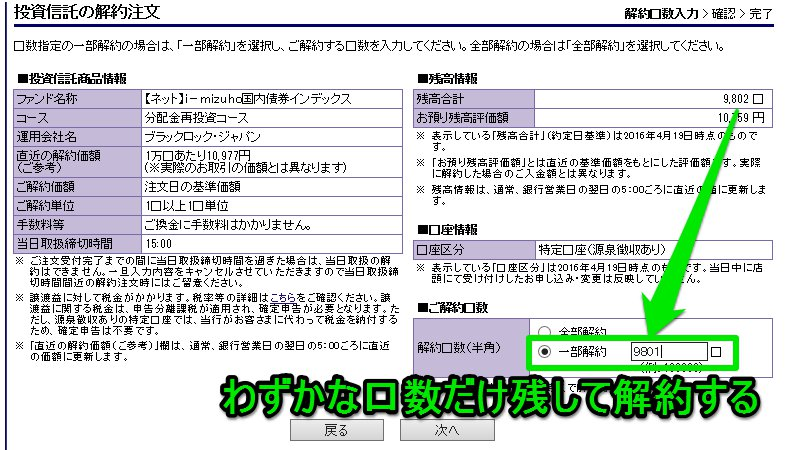 投資信託の解約注文