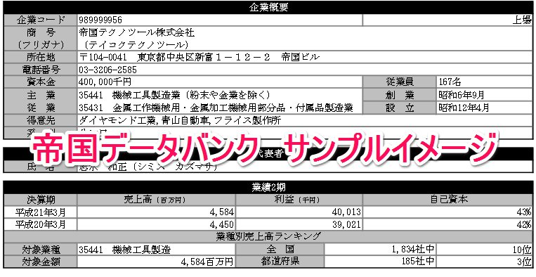 帝国データバンク サンプル