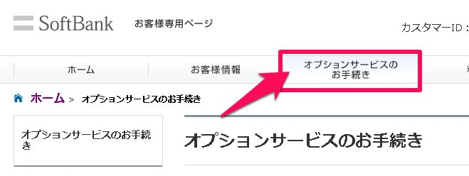 お客様専用ページ-オプションサービスのお手続き